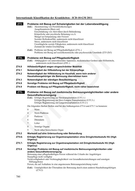 ICD-10-GM Version 2011 Systematisches Verzeichnis