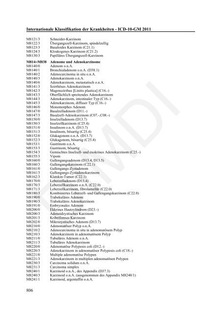 ICD-10-GM Version 2011 Systematisches Verzeichnis