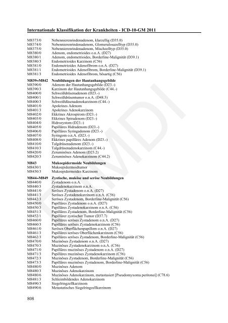 ICD-10-GM Version 2011 Systematisches Verzeichnis