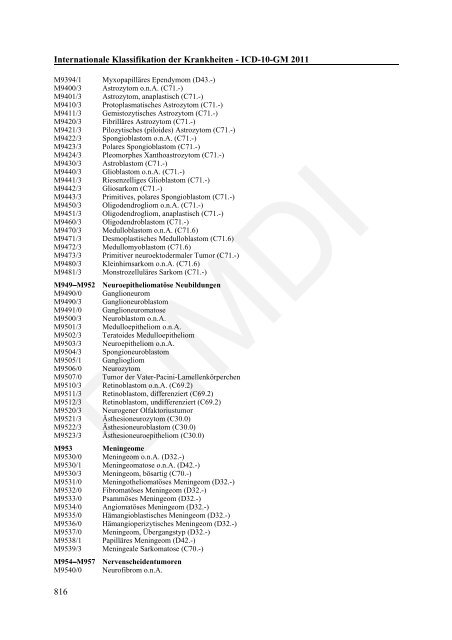 ICD-10-GM Version 2011 Systematisches Verzeichnis