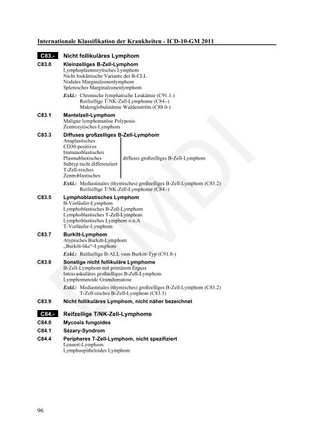 ICD-10-GM Version 2011 Systematisches Verzeichnis