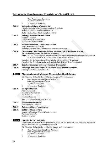 ICD-10-GM Version 2011 Systematisches Verzeichnis