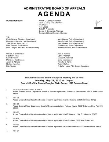 Administrative Board of Appeals Agenda - City of Omaha