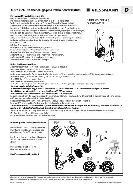 Austausch Drehhebel- gegen Drehhebelverschluss Z - Viessmann ...