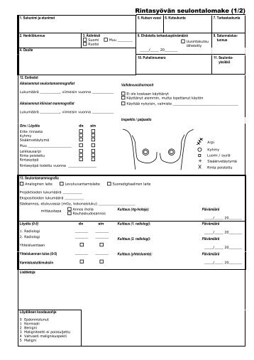 Rintasyövän seulontalomake (1/2)