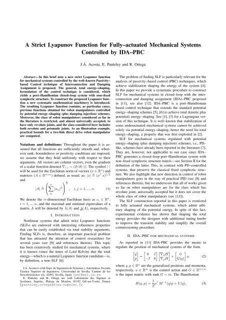A Strict Lyapunov Function for Fully-actuated Mechanical Systems ...