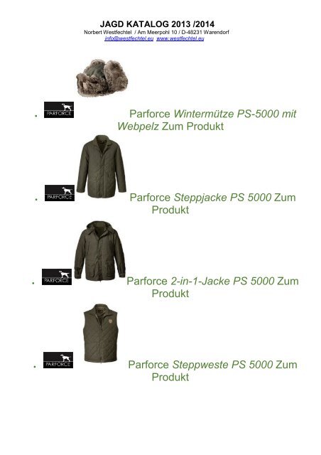 JAGD KATALOG 2013 /2014 - westoil