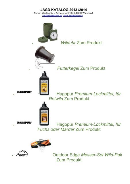 JAGD KATALOG 2013 /2014 - westoil