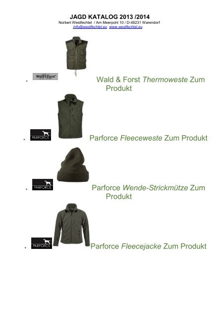 JAGD KATALOG 2013 /2014 - westoil