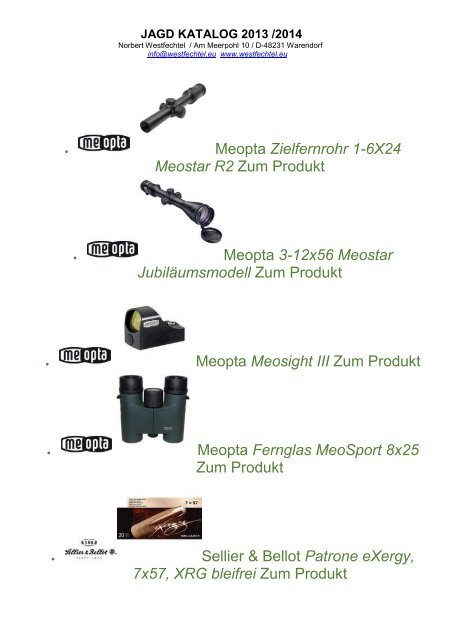 JAGD KATALOG 2013 /2014 - westoil