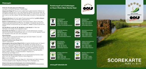 Scorekarte Biblis-Wattenheim - GOLF absolute