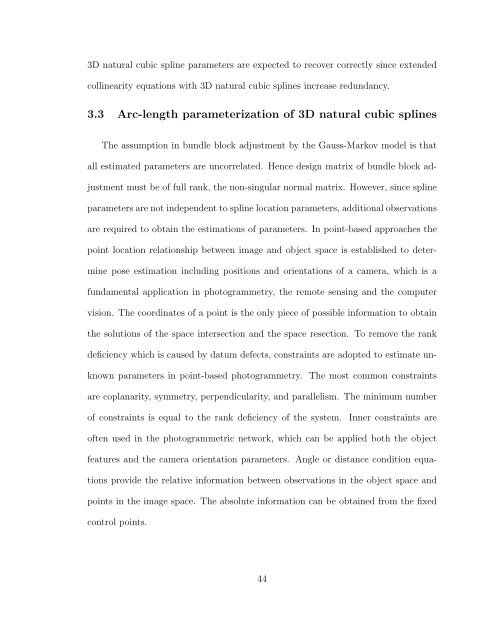 bundle block adjustment with 3d natural cubic splines