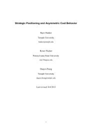 Strategic Positioning and Asymmetric Cost Behavior - Fox School of ...