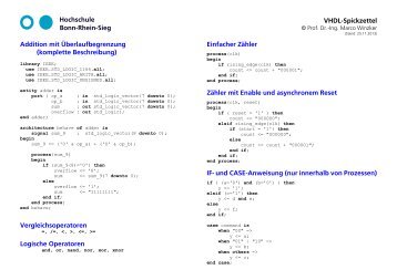 Hochschule Bonn-Rhein-Sieg VHDL-Spickzettel Addition mit ...