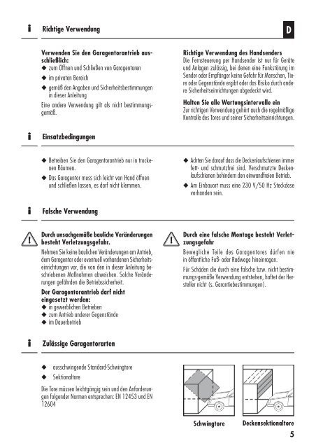 und Bedienungsanleitung für den Garagentorantrieb ... - Rademacher