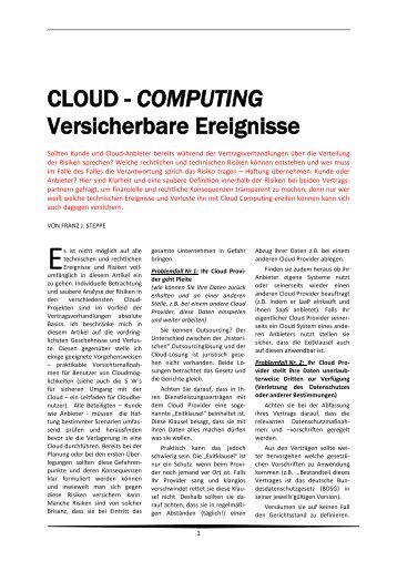 Cloud-Computing – Versicherbare Ereignisse - IT Interims Manager