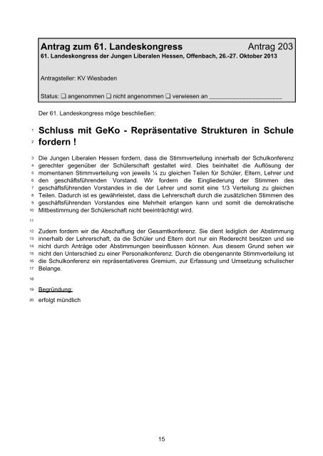 Antrag zum 61. Landeskongress - Junge Liberale Hessen