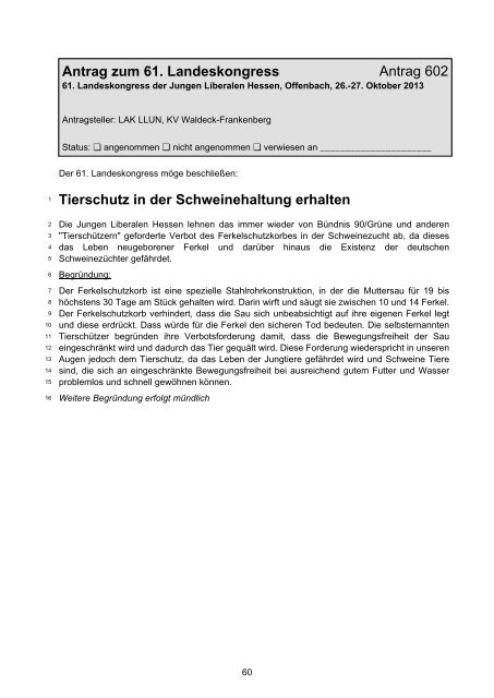 Antrag zum 61. Landeskongress - Junge Liberale Hessen