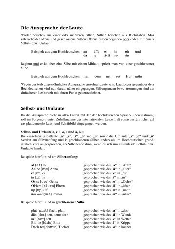 Die Aussprache der Laute - Münsterländer Platt