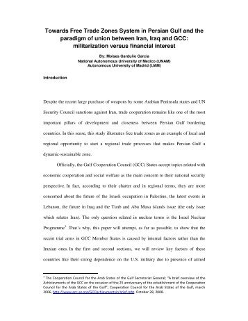 Towards Free Trade Zones System in Persian Gulf and the ...
