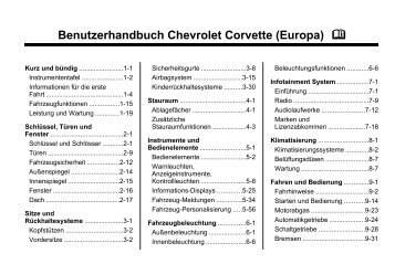 Benutzerhandbuch Chevrolet Corvette (Europa) M