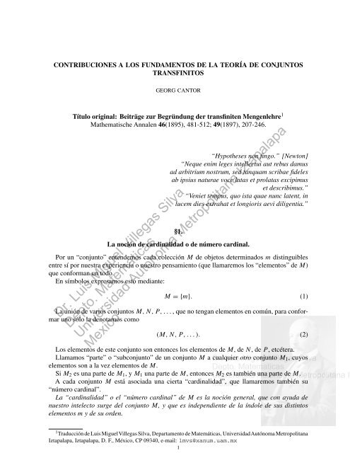 Dr. Luis Miguel Villegas Silva Depto. Matematicas ... - UAM