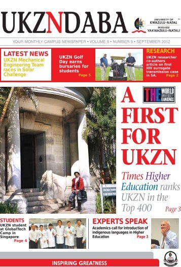 Times Higher Education ranks UKZN in the Top 400 Page 3