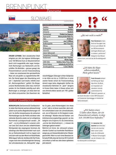 Panorama - GELD-Magazin