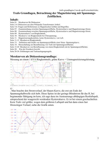 Trafo Grundlagen, Betrachtung der Magnetisierung mit ... - Emeko.de