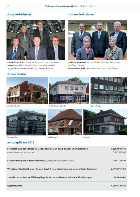 Geschäftsbericht 2012 - Volksbank Cloppenburg eG