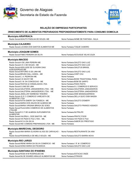 fornecimento de alimentos preparados ... - Sefaz - AL