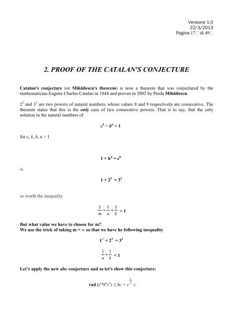 proof of fermat-catalan conjecture through the ... - Nardelli - Xoom.it