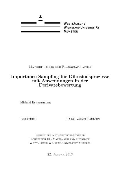 Importance Sampling für Diffusionsprozesse mit Anwendungen in ...