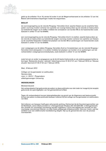 Gemeente Best - Verkeersbesluit - rotonde Ringweg / Heivelden-zuid