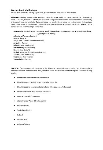 Waxing Contraindications