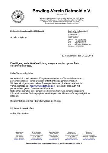 Einwilligung zur Veröffentlichung von persönlicher Daten ...