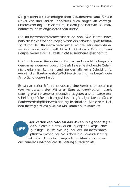 Sicher bauen, sorgenfrei wohnen - Das PLUS von AXA