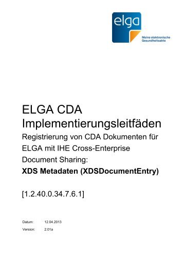 ELGA XDS-Metadaten für CDA-Dokumente - ELGA GmbH
