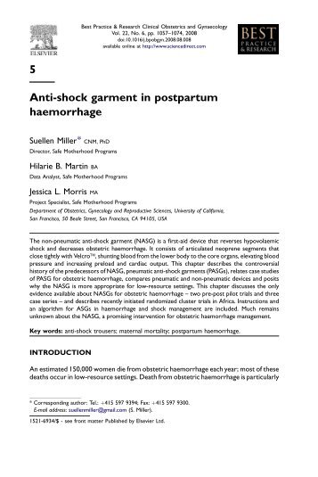 Anti-shock garment in postpartum haemorrhage - LIfewrap