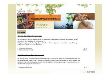 Ayurveda-Anwendungen und Preise - Finca Son Roig