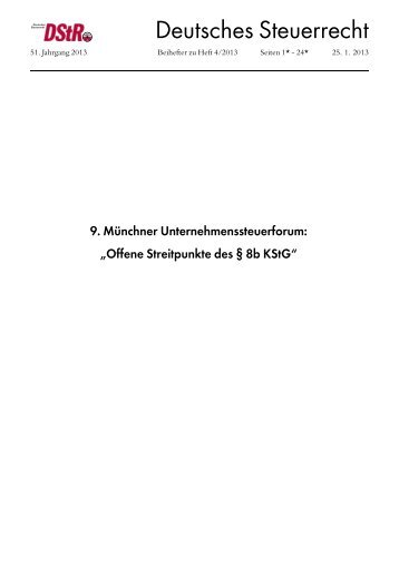 Tagungsbericht - Münchner Unternehmenssteuerforum