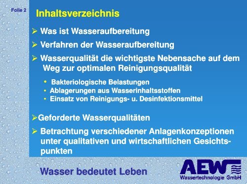 Bedeutung der Wasserqualität für die Reinigung v ... - akipev.de
