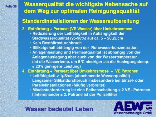 Bedeutung der Wasserqualität für die Reinigung v ... - akipev.de