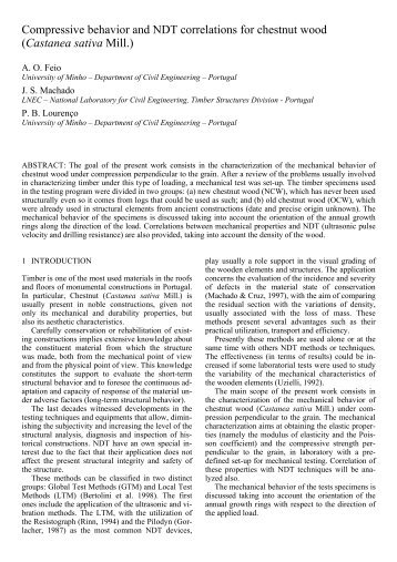 Compressive behavior and NDT correlations for chestnut wood ...