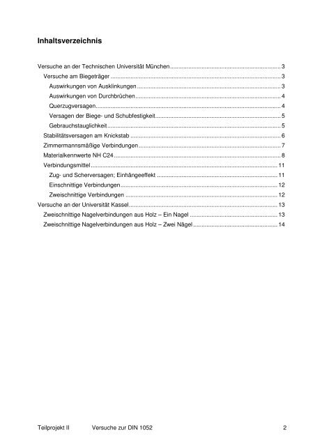 TP II -Versuche - Holzbau Kompetenzzentren