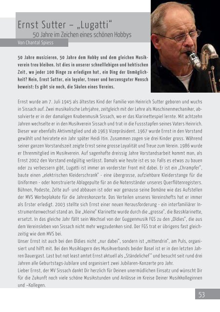 Vereinsheft Nr. 19 - Musikverein Sissach