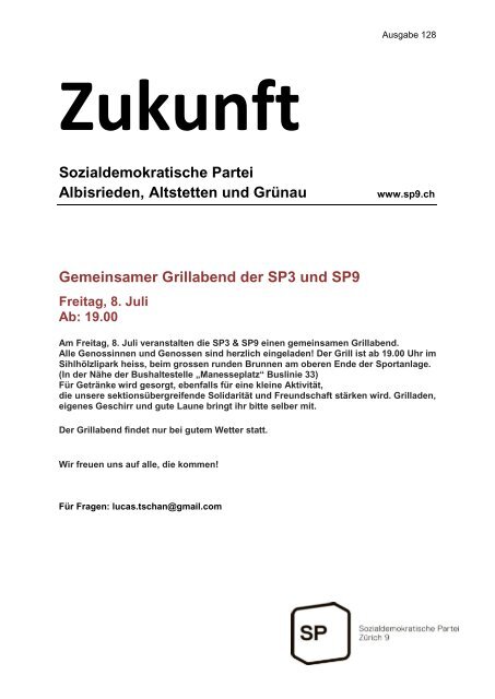 Sozialdemokratische Partei Albisrieden, Altstetten und ... - SP Zürich 9