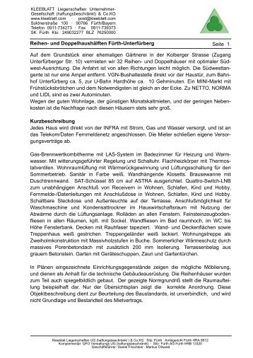 90768 Fürth - Kolberger Str. 1-63 - KLEEBLATT Liegenschaften UG ...