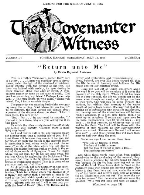 Covenanter Witness Vol. 55 - Rparchives.org