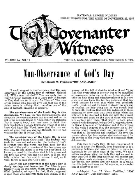 Covenanter Witness Vol. 55 - Rparchives.org